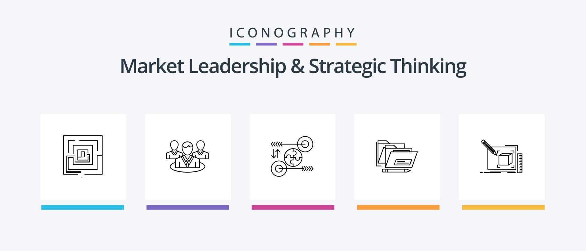 Market Leadership And Strategic Thinking Line 5 Icon Pack Including business. project. diagram. presentation. lab. Creative Icons Design vector