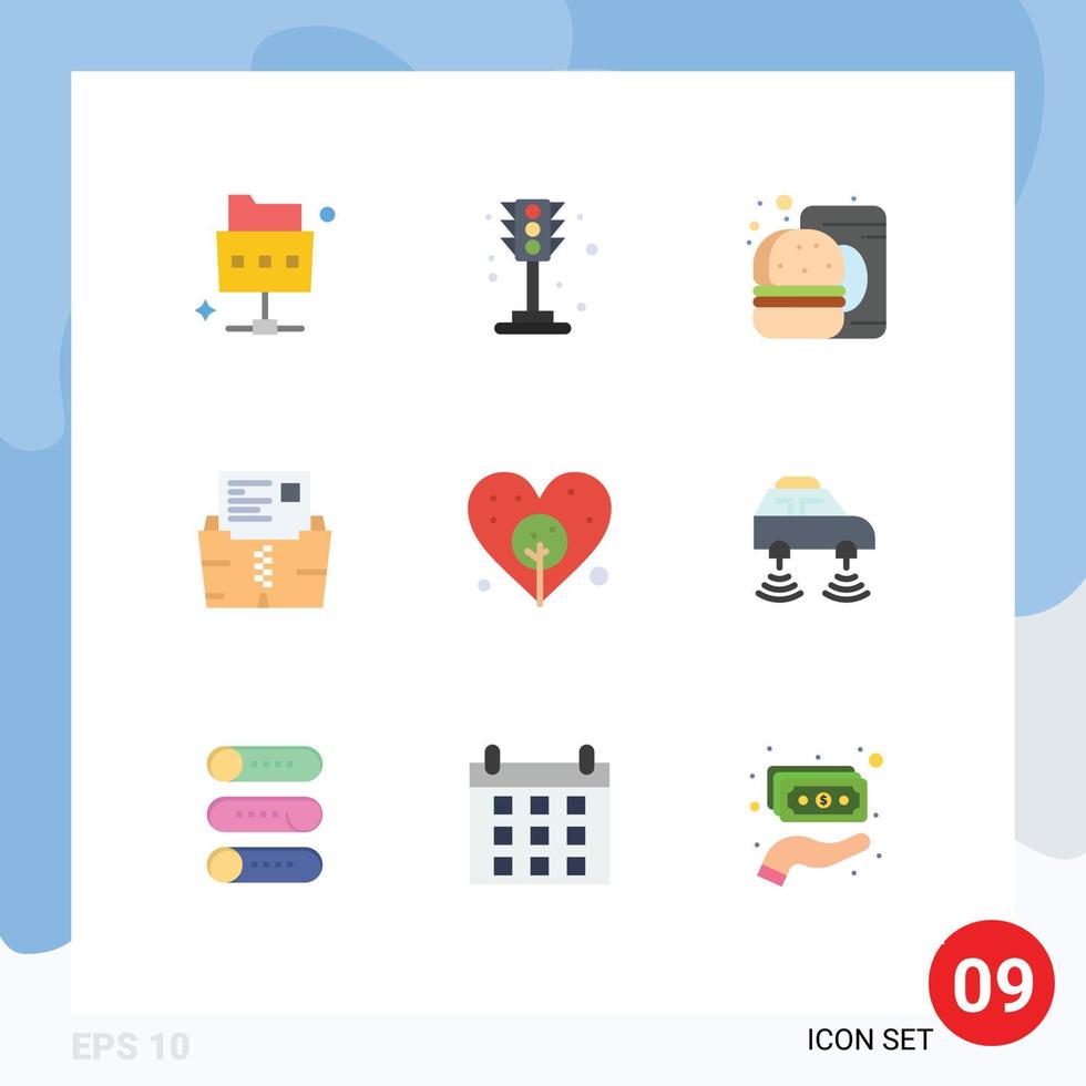 Universal Icon Symbols Group of 9 Modern Flat Colors of day folder drink file data Editable Vector Design Elements