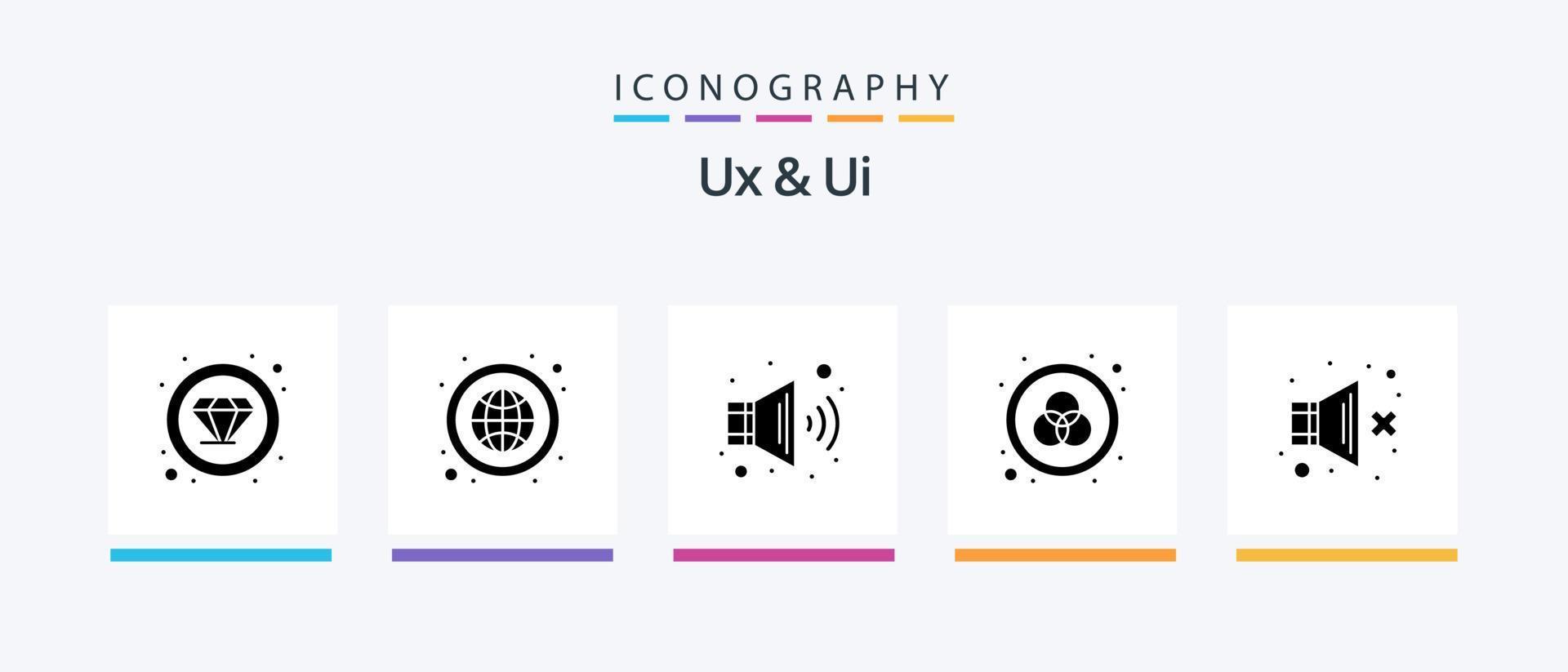 Ux And Ui Glyph 5 Icon Pack Including volume off. mute. audio. paint. rgb. Creative Icons Design vector
