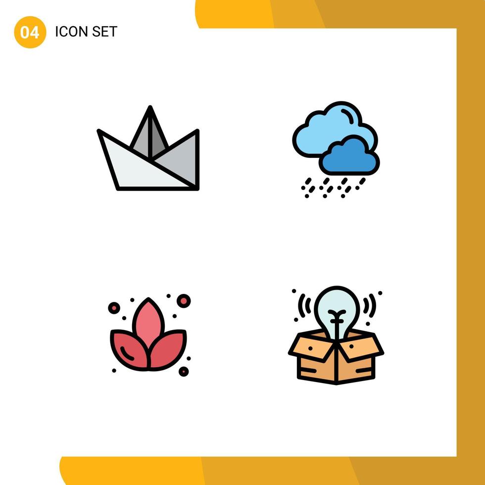 Stock Vector Icon Pack of 4 Line Signs and Symbols for hobby creative snow lotus big idea Editable Vector Design Elements