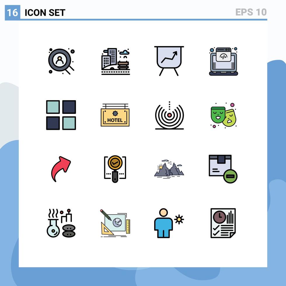 16 Creative Icons Modern Signs and Symbols of sign thumbnails performance layout online Editable Creative Vector Design Elements