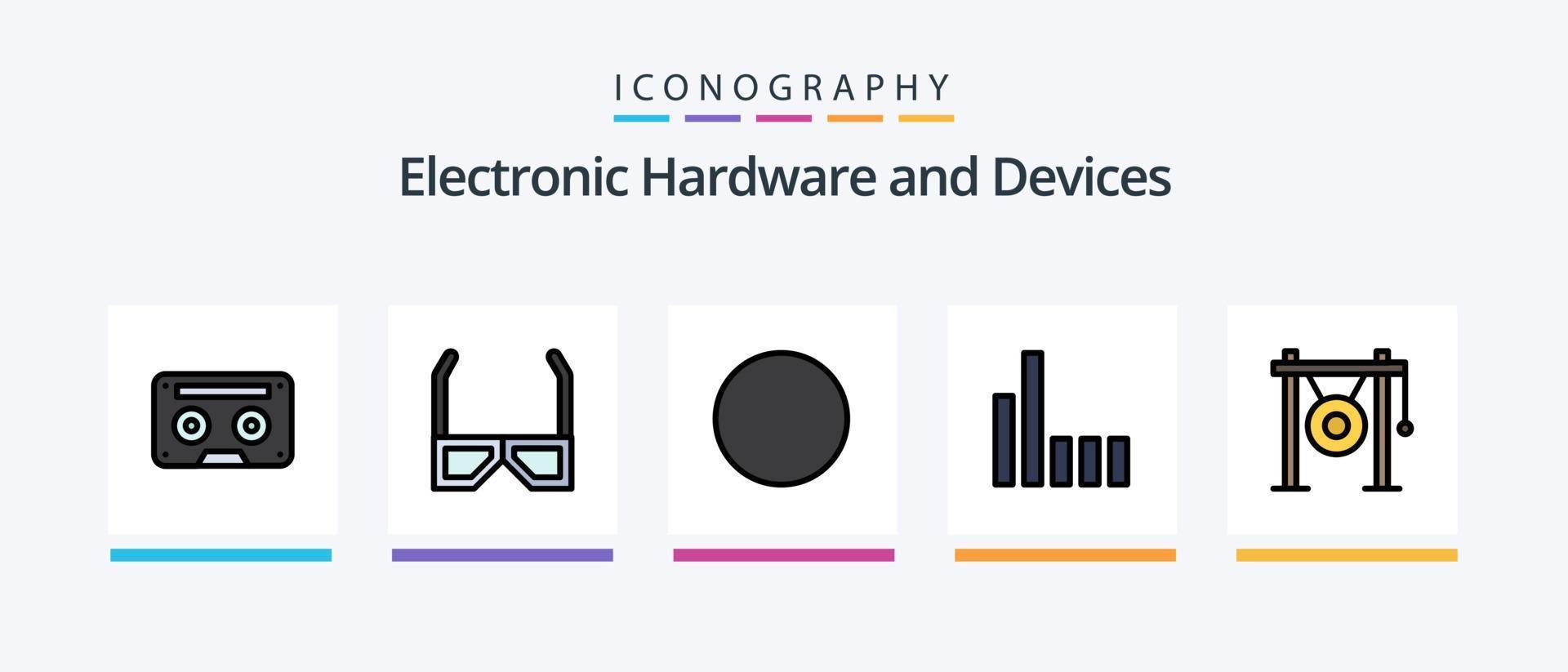 Devices Line Filled 5 Icon Pack Including up. hang up. audio. hang. sound. Creative Icons Design vector