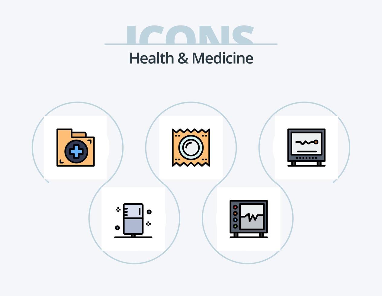 Health and Medicine Line Filled Icon Pack 5 Icon Design. fitness. disease. hospital. medicine. hospital vector