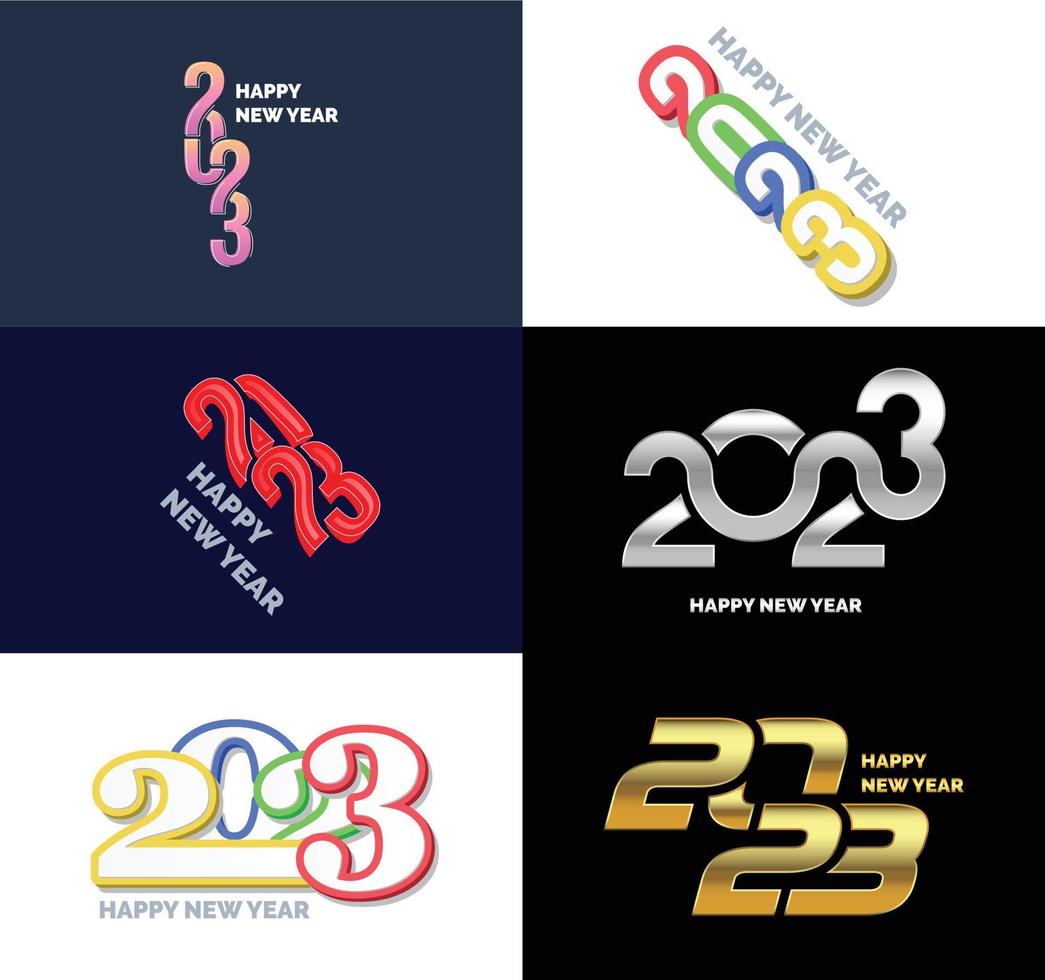 Big Set of 2023 Happy New Year logo text design 2023 number design template vector