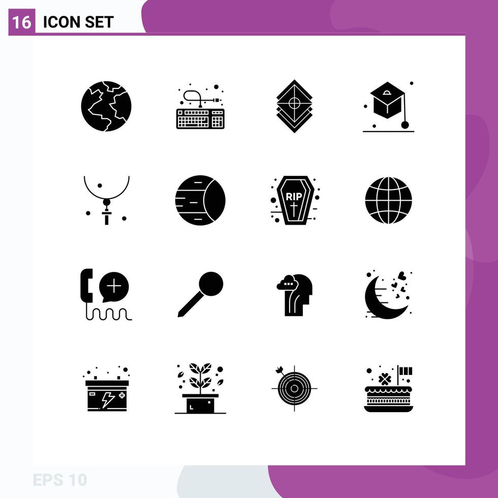 Pictogram Set of 16 Simple Solid Glyphs of easter student design school education Editable Vector Design Elements