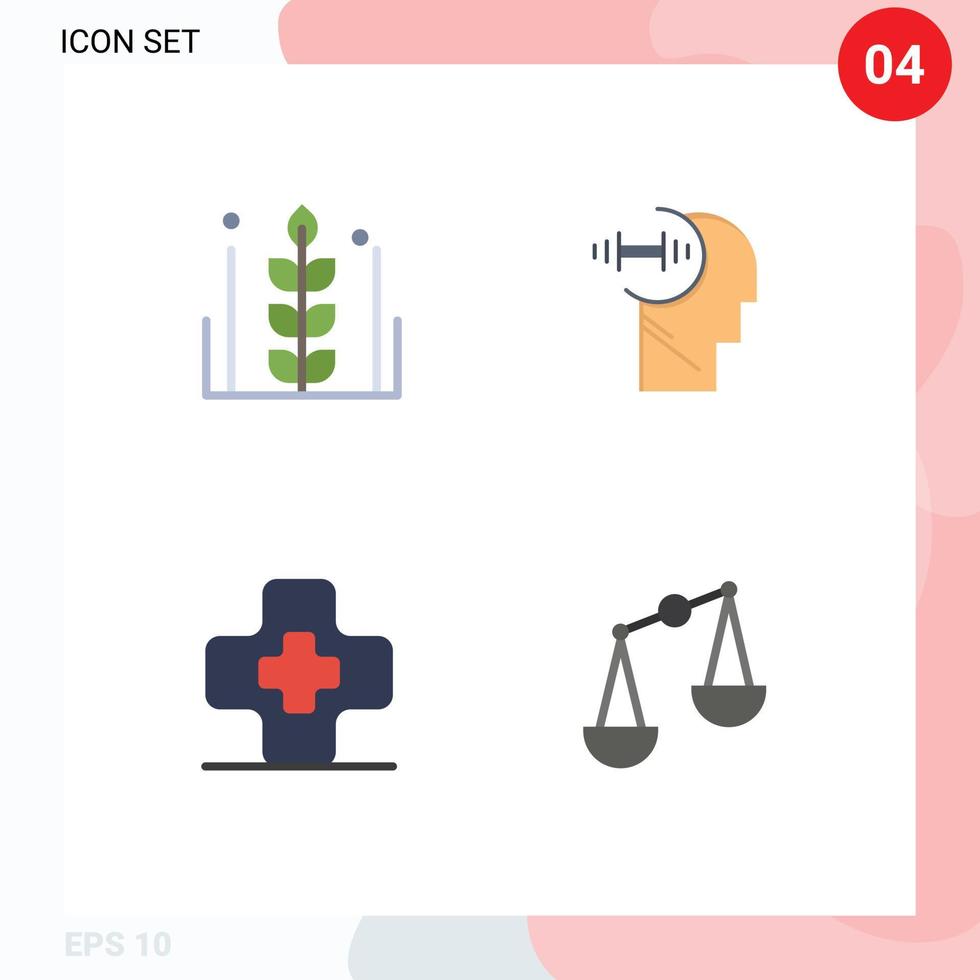 Group of 4 Flat Icons Signs and Symbols for autumn hospital thanksgiving brian pharmacy Editable Vector Design Elements