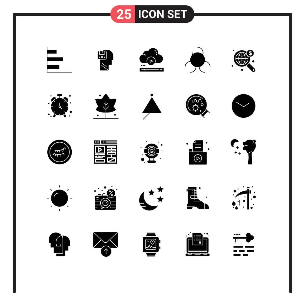 25 Thematic Vector Solid Glyphs and Editable Symbols of web biology sign male biology cloud Editable Vector Design Elements