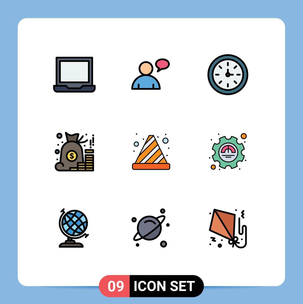 9 Creative Icons Modern Signs and Symbols of cone money device management account Editable Vector Design Elements