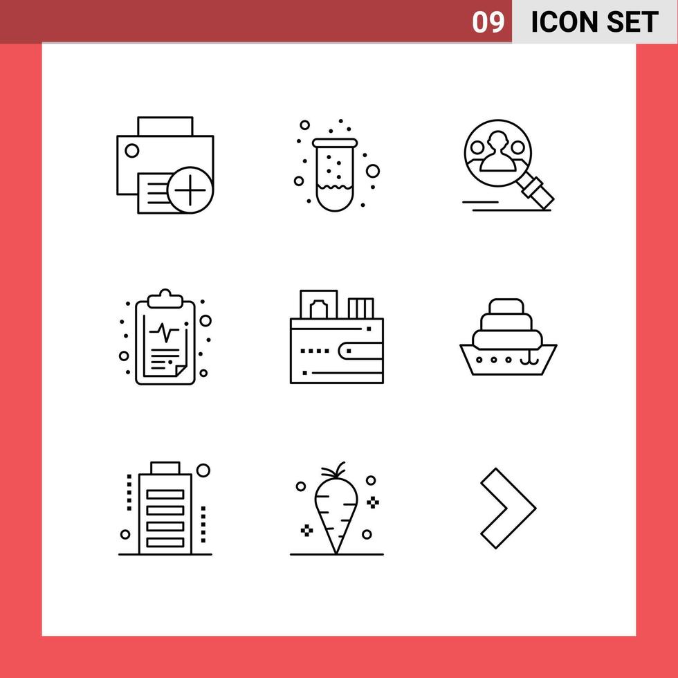 9 Creative Icons Modern Signs and Symbols of card medical tube health user Editable Vector Design Elements