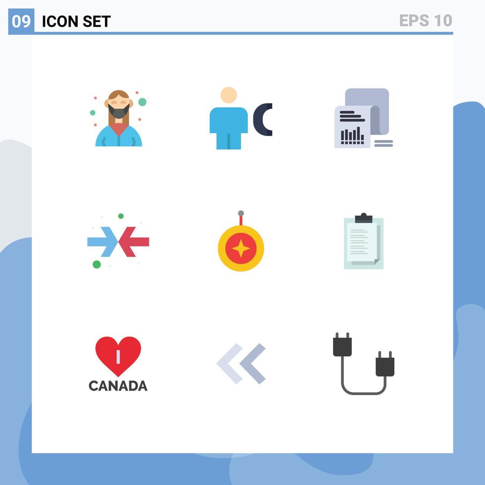 Modern Set of 9 Flat Colors Pictograph of shrink arrow human questionnaire documents Editable Vector Design Elements