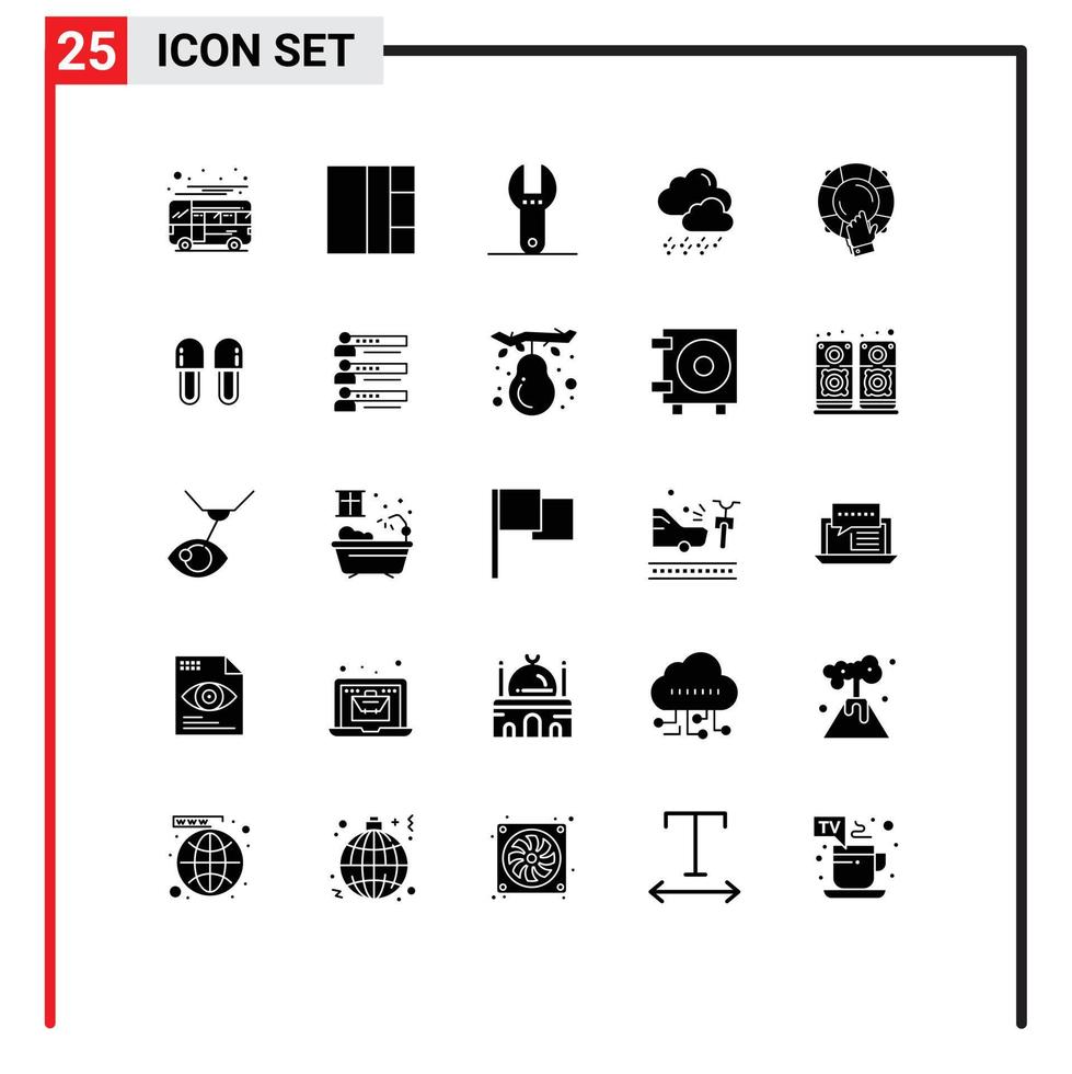 Set of 25 Modern UI Icons Symbols Signs for lifebuoy help spanner guard cloud Editable Vector Design Elements