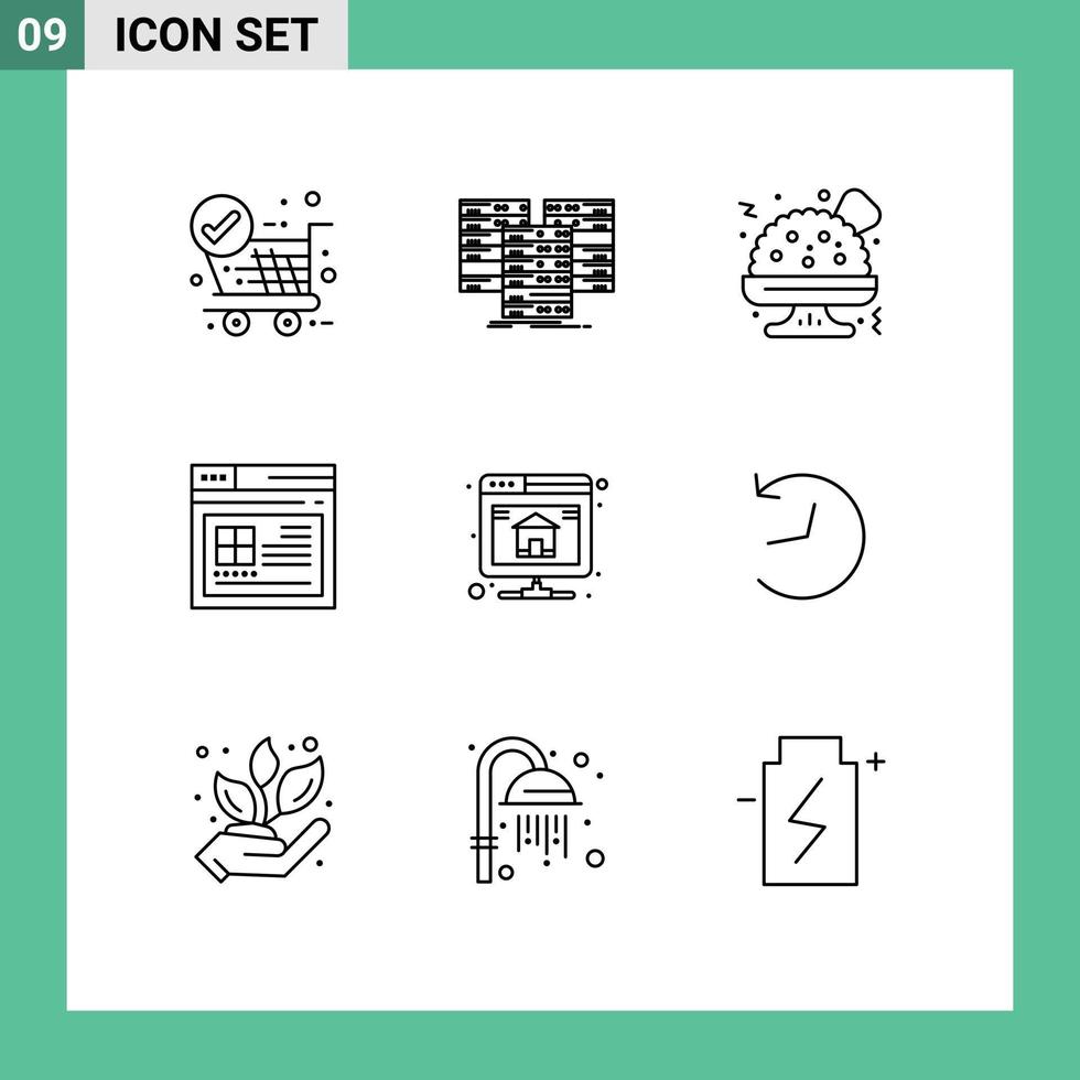 Outline Pack of 9 Universal Symbols of hosting backup server website page Editable Vector Design Elements