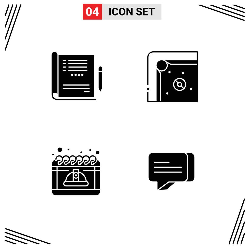 Pack of 4 creative Solid Glyphs of doctor day report game may Editable Vector Design Elements