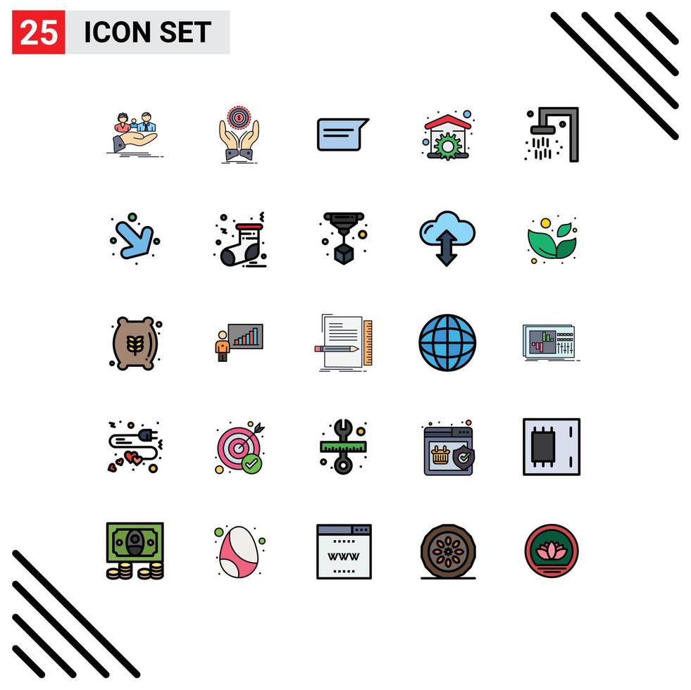 Universal Icon Symbols Group of 25 Modern Filled line Flat Colors of tool household dollar house chatting Editable Vector Design Elements
