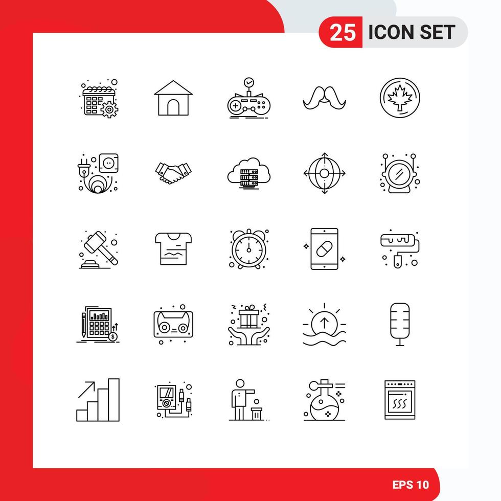 Universal Icon Symbols Group of 25 Modern Lines of men movember check hipster gaming Editable Vector Design Elements