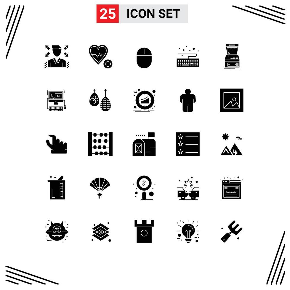 Set of 25 Modern UI Icons Symbols Signs for game arcade devices type hardware Editable Vector Design Elements
