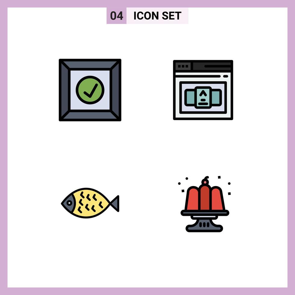 Universal Icon Symbols Group of 4 Modern Filledline Flat Colors of box easter business html birthday Editable Vector Design Elements