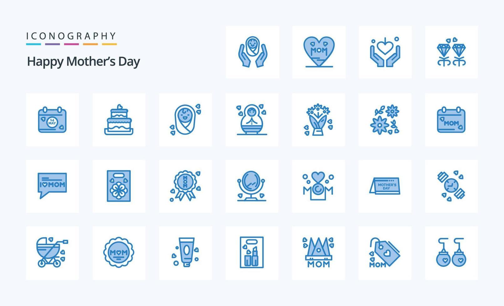 25 Happy Mothers Day Blue icon pack vector