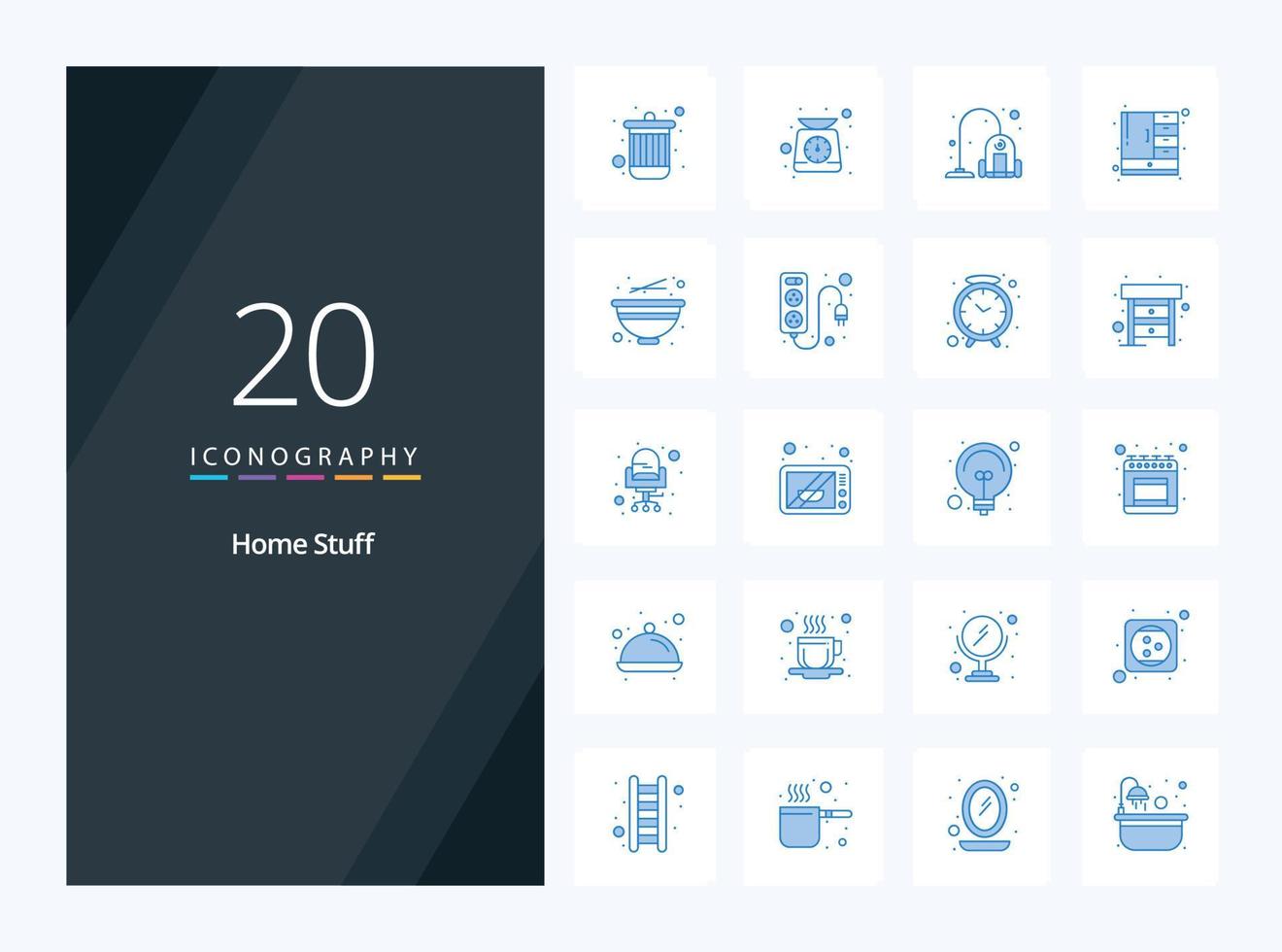 20 icono de color azul de cosas caseras para la presentación vector