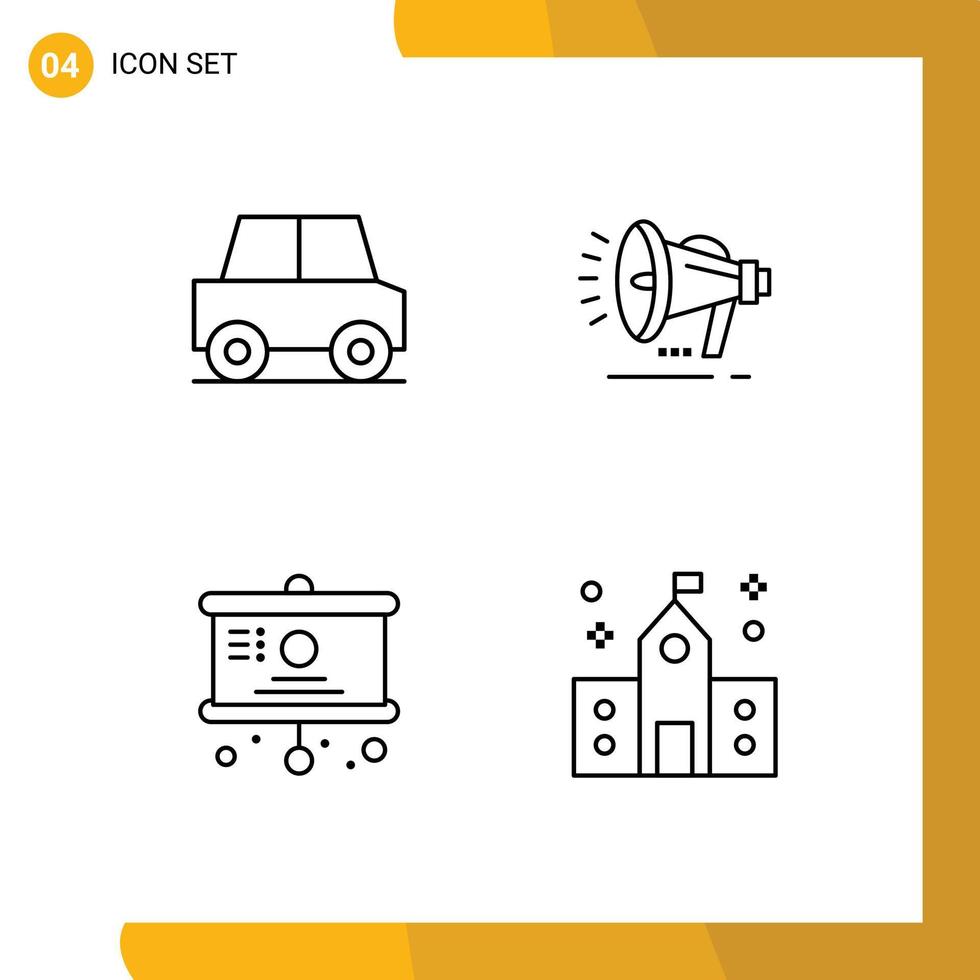 4 Creative Icons Modern Signs and Symbols of automobile chart vehicles voice presentation Editable Vector Design Elements