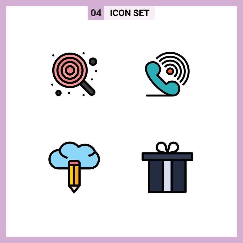 Pack of 4 Modern Filledline Flat Colors Signs and Symbols for Web Print Media such as baby signals kid phone creative Editable Vector Design Elements