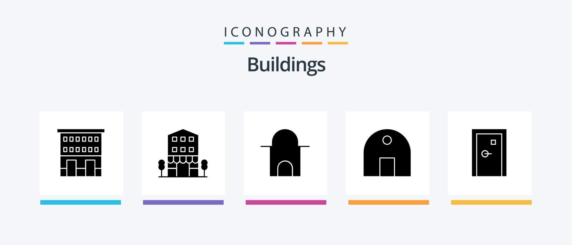 Buildings Glyph 5 Icon Pack Including exit. buildings. mosque. aperture. mosque. Creative Icons Design vector