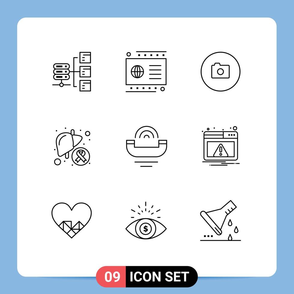 9 Outline concept for Websites Mobile and Apps device liver camera illness cancer Editable Vector Design Elements