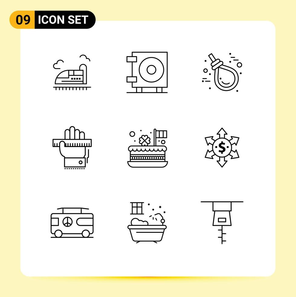 paquete de iconos de vector de stock de 9 signos y símbolos de línea para pastel de aprendizaje horca aprender educación elementos de diseño de vector editables