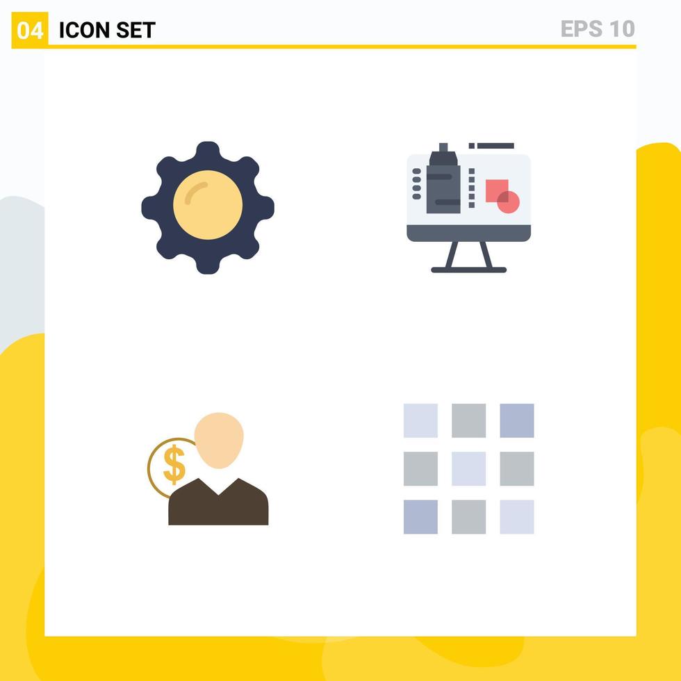 Pack of 4 creative Flat Icons of cosmetics client makeup screen costs Editable Vector Design Elements