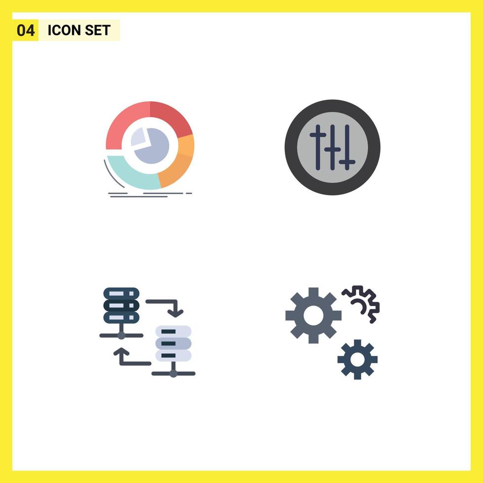 4 Universal Flat Icons Set for Web and Mobile Applications analysis server hosting diagram preferences share Editable Vector Design Elements