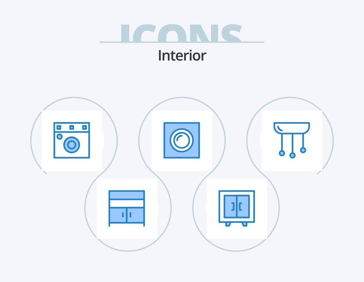 diseño de iconos del paquete de iconos azul interior 5. casa. candelabro. mueble. empotrado lámpara vector