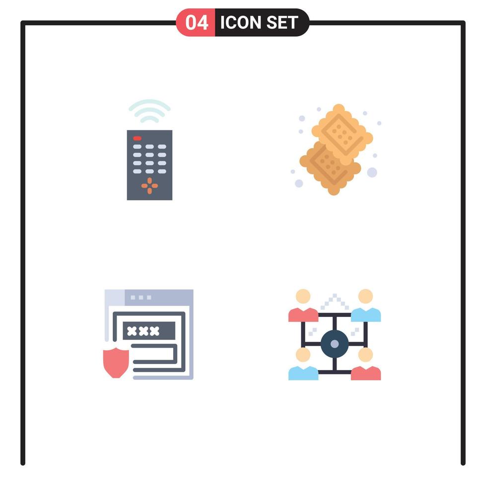 Stock Vector Icon Pack of 4 Line Signs and Symbols for control protection candy food storage Editable Vector Design Elements
