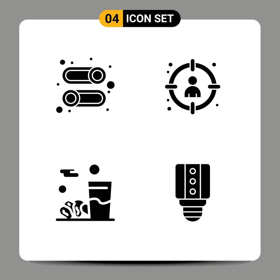 Universal Icon Symbols Group of 4 Modern Solid Glyphs of enable drink disable hunting iftar Editable Vector Design Elements