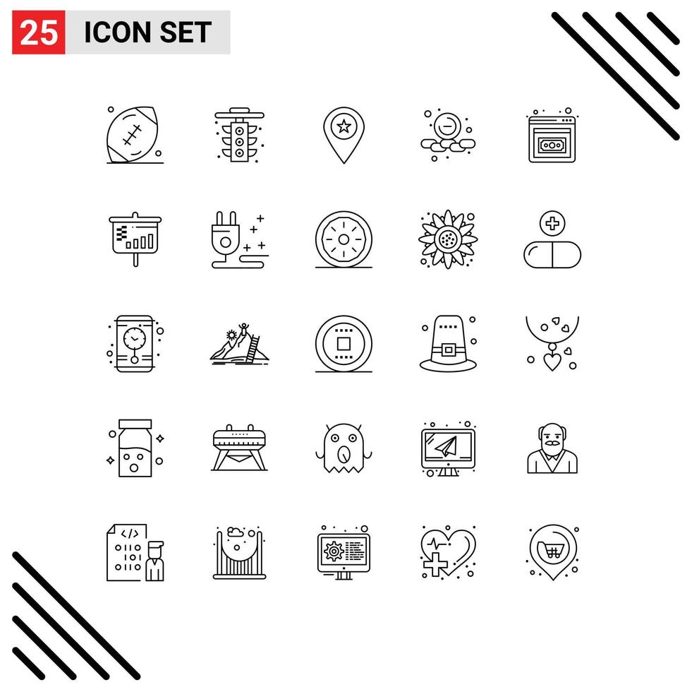 25 Thematic Vector Lines and Editable Symbols of web remove light less marker Editable Vector Design Elements