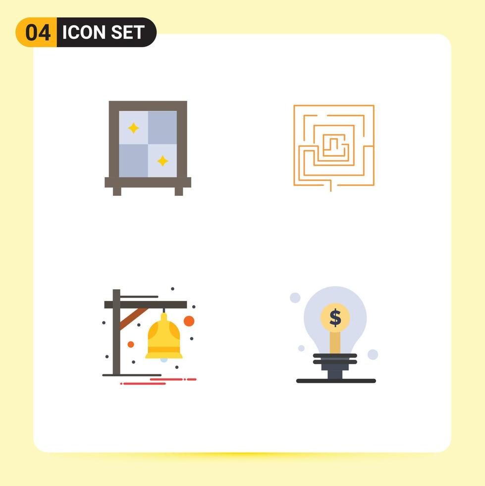 Stock Vector Icon Pack of 4 Line Signs and Symbols for interior notification idea puzzel bulb Editable Vector Design Elements