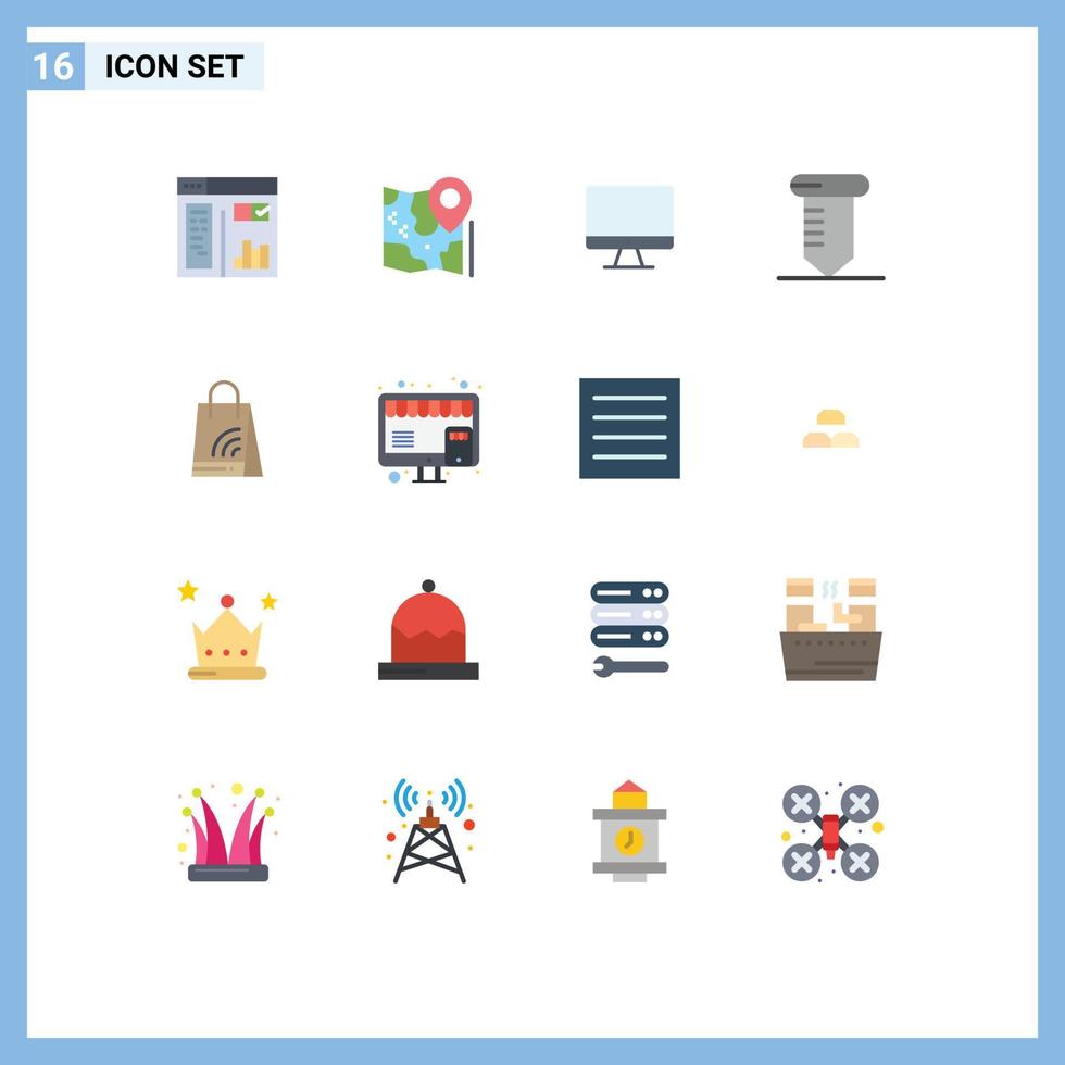 Set of 16 Modern UI Icons Symbols Signs for design computer web location screen Editable Pack of Creative Vector Design Elements