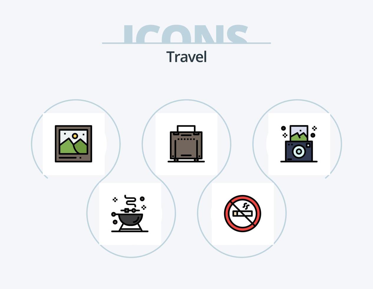 Travel Line Filled Icon Pack 5 Icon Design. . regular. landmark. camera. travel vector