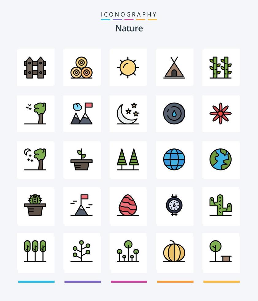 Creative Nature 25 Line FIlled icon pack  Such As nature. bamboo. nature. travel. nature vector