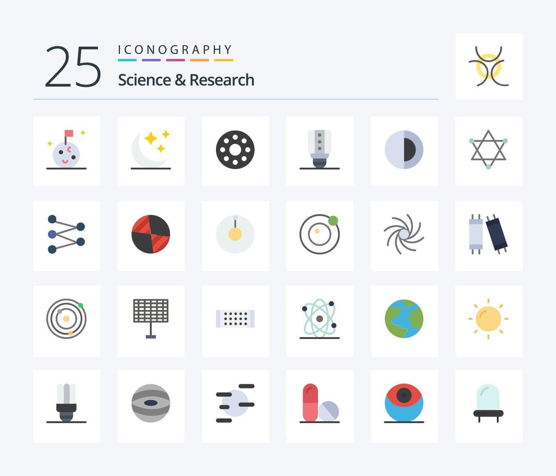 Science 25 Flat Color icon pack including science. sun. monitor. structure. science vector