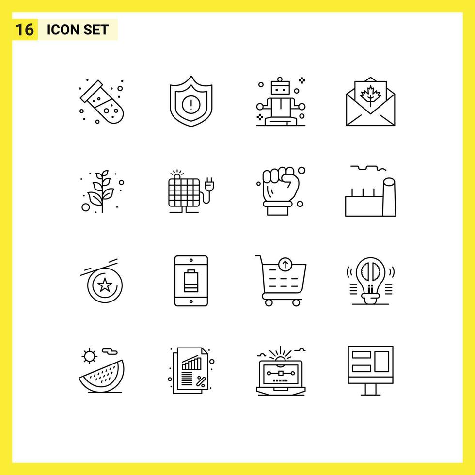 Mobile Interface Outline Set of 16 Pictograms of peace branch relaxing thanksgiving greetings Editable Vector Design Elements