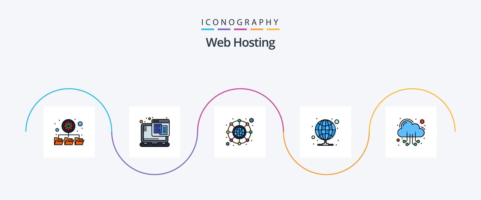 Web Hosting Line Filled Flat 5 Icon Pack Including web. hosting. hierarchy. cloud. proxy vector