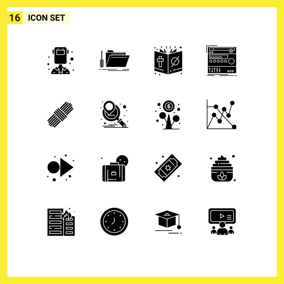16 Solid Glyph concept for Websites Mobile and Apps sound component service rack halloween Editable Vector Design Elements