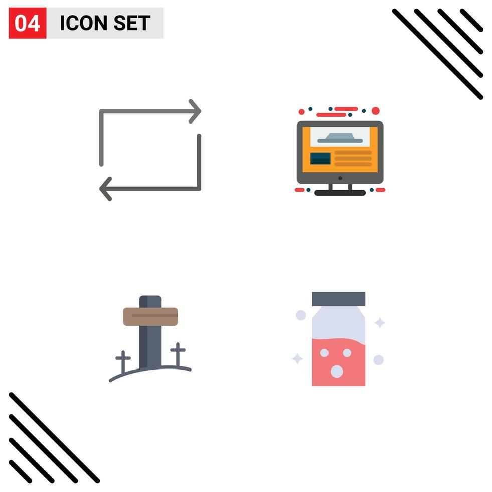 Set of 4 Commercial Flat Icons pack for arrow christian monitor website design easter Editable Vector Design Elements