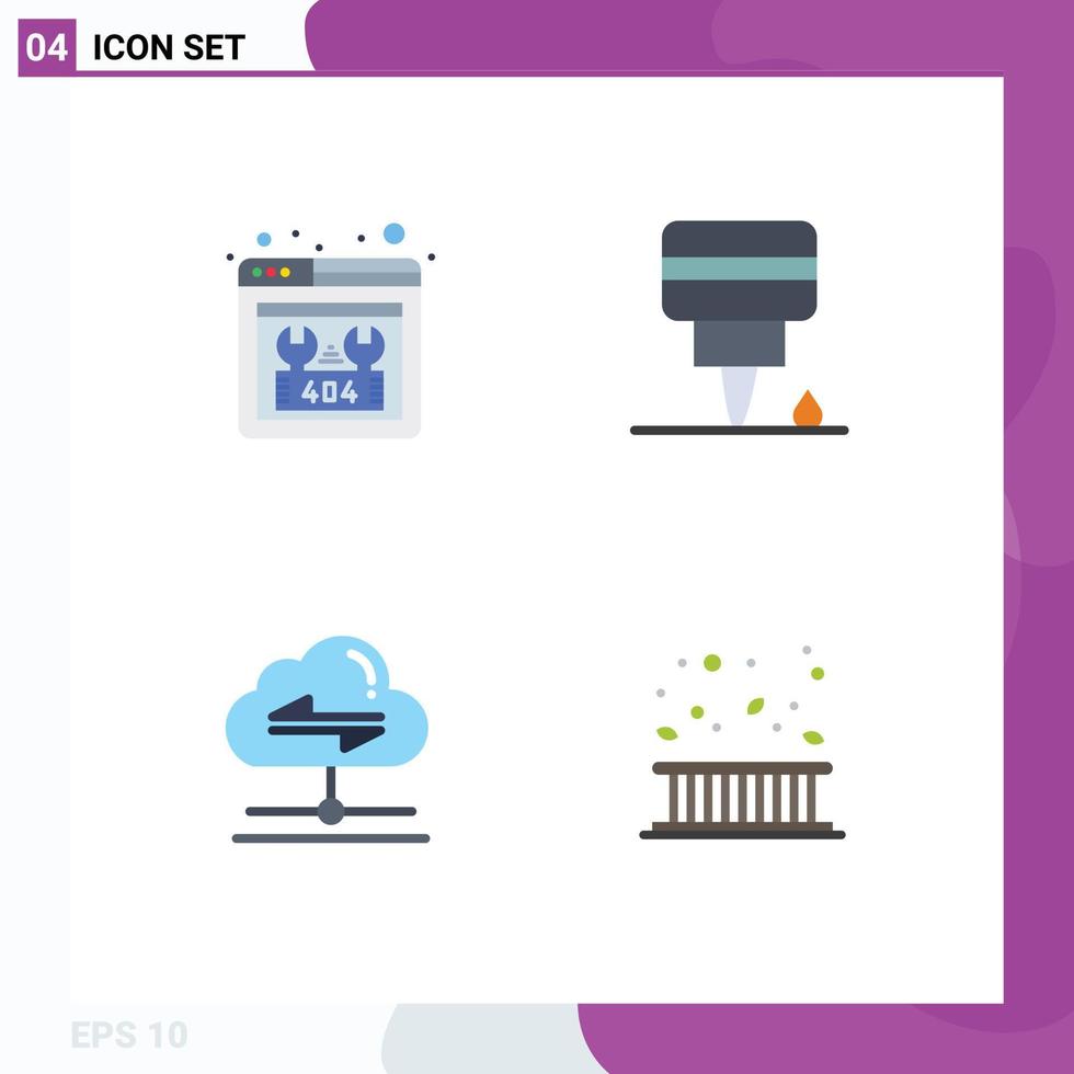 Group of 4 Modern Flat Icons Set for error send repair oil area Editable Vector Design Elements