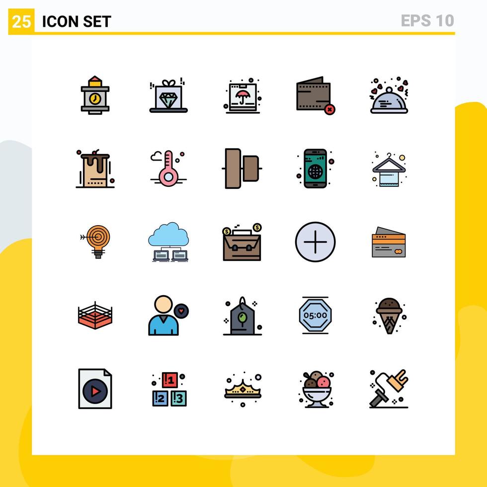 25 Creative Icons Modern Signs and Symbols of dinner money container e close Editable Vector Design Elements