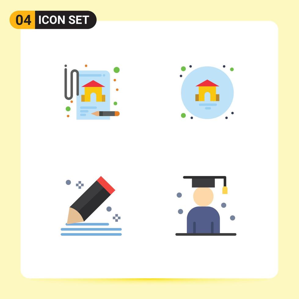 4 Flat Icon concept for Websites Mobile and Apps insurance sketch home compose avatar Editable Vector Design Elements