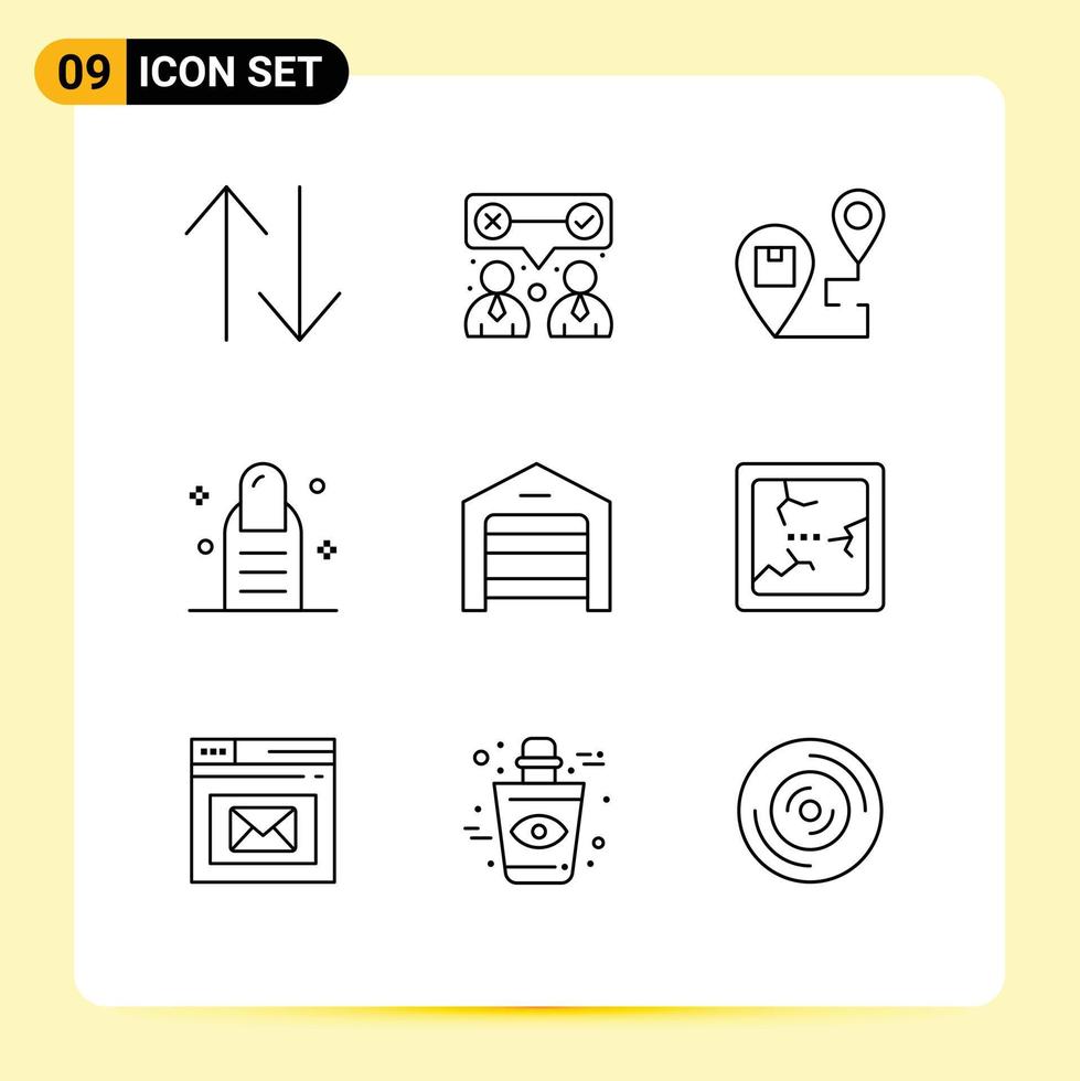 Modern Set of 9 Outlines Pictograph of structure ecommerce destination salon beauty Editable Vector Design Elements