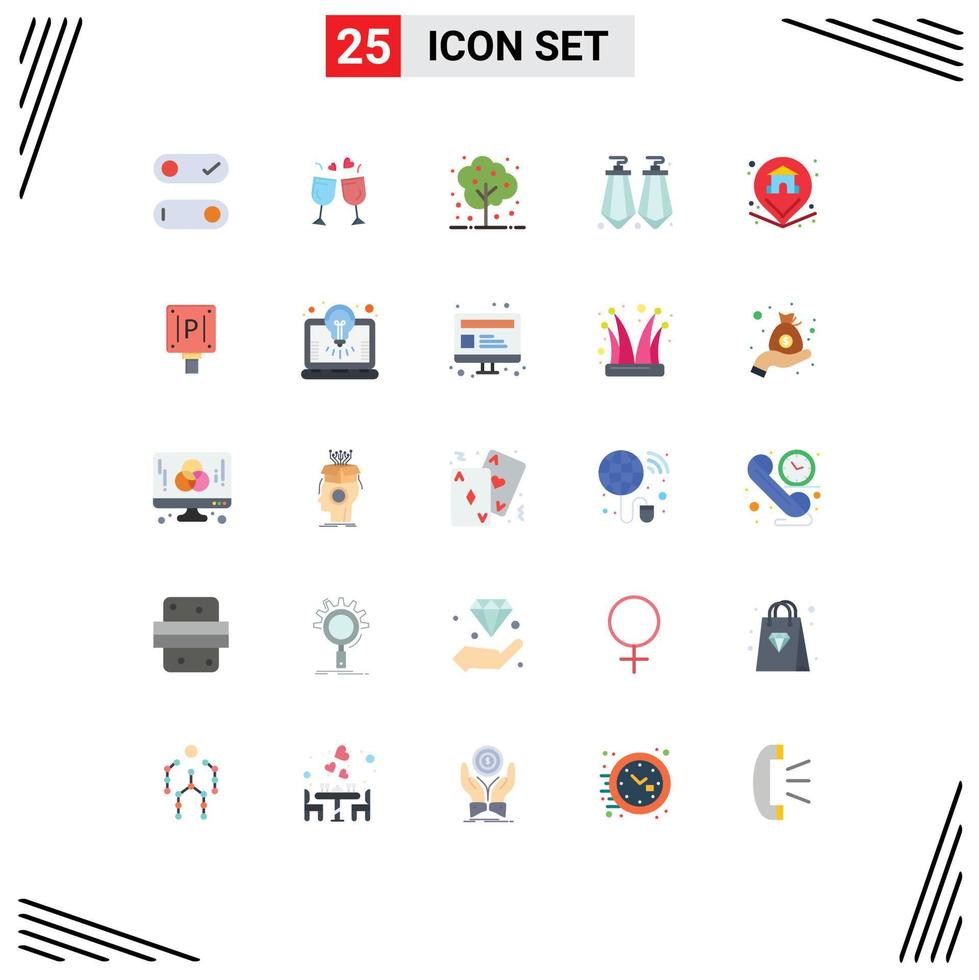 Stock Vector Icon Pack of 25 Line Signs and Symbols for home pin tree location gems Editable Vector Design Elements