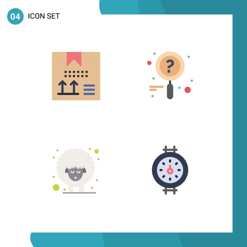 4 Universal Flat Icon Signs Symbols of box lamb development research spring Editable Vector Design Elements