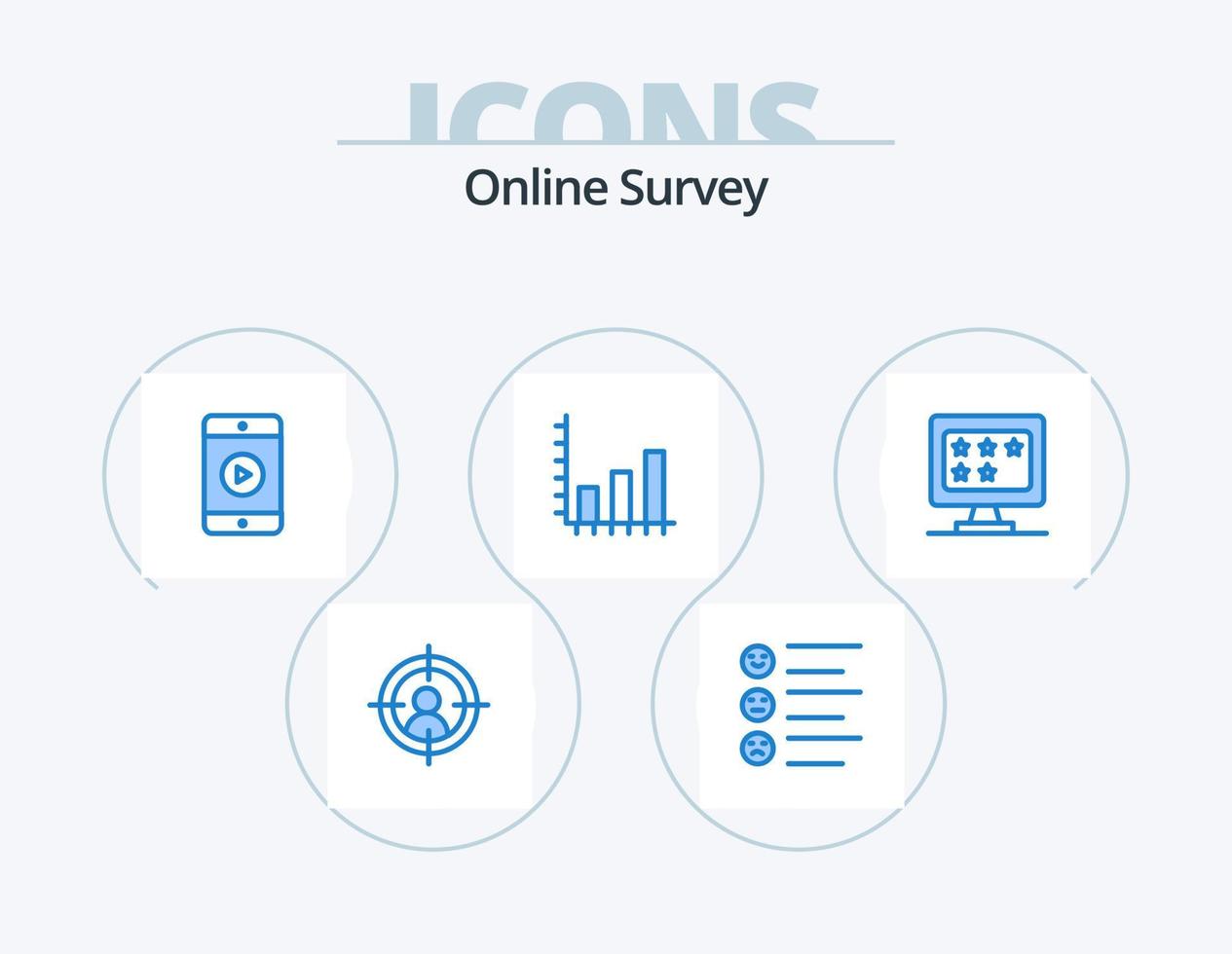 Online Survey Blue Icon Pack 5 Icon Design. rate. business. phone. graph. business vector